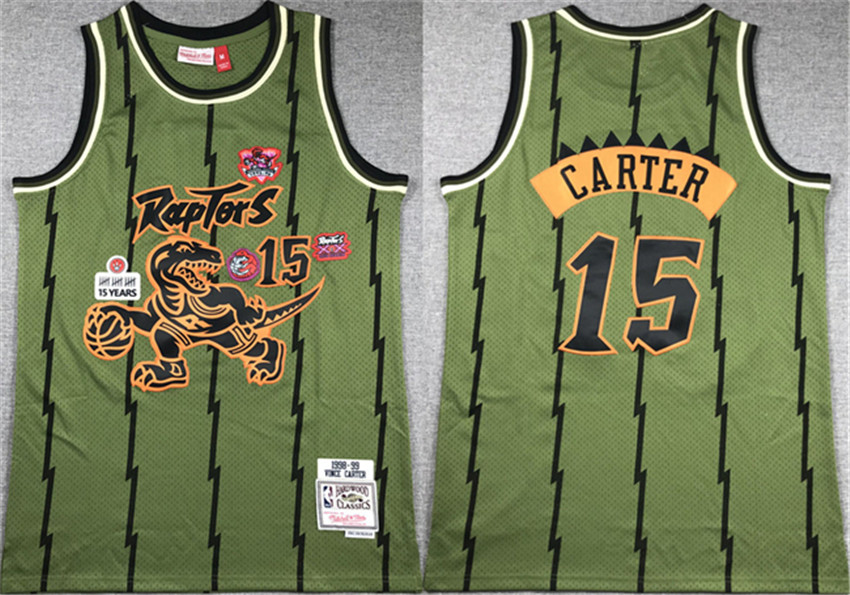 Men's Green Toronto Raptors #15 Vince Carter 1998-99 Throwback Stitched Jersey